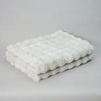 Chunky Bubble Faux Fur Blanket - Light Grey