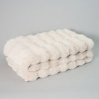 Chunky Bubble Faux Fur Blanket - Beige