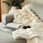 Chunky Ribbed Faux Fur Blanket Throw - White