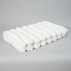 Chunky Ribbed Faux Fur Blanket Throw - White