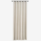 Sinclair 100% Block Out Eyelet Double Woven Curtain in light stone, hung from a rod showing the full-length drape