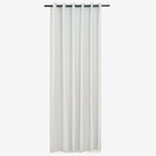 Sinclair 100% Block Out Eyelet Double Woven Curtain in white, hung from a rod showing the full-length drape